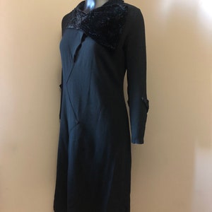 1930s Black Wool Crepe and Velvet Dress Mary & Agnes - Etsy