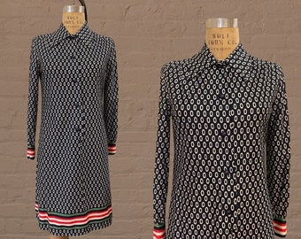 1960s geometric shirt dress | 60's 70's Mod Op Art