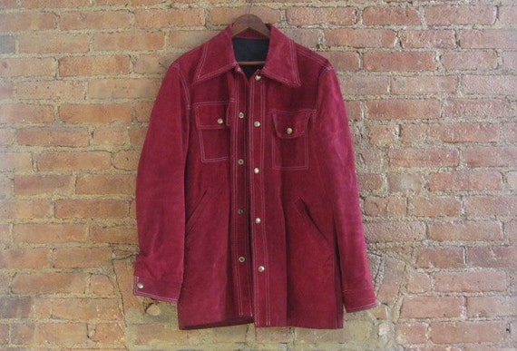 1970s Buckboard burgundy suede jacket mens