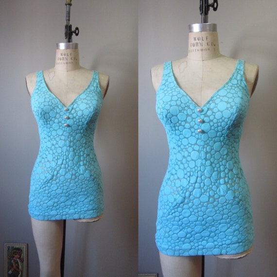 1960s Catalina aqua blue bathing suit | 60's Retro