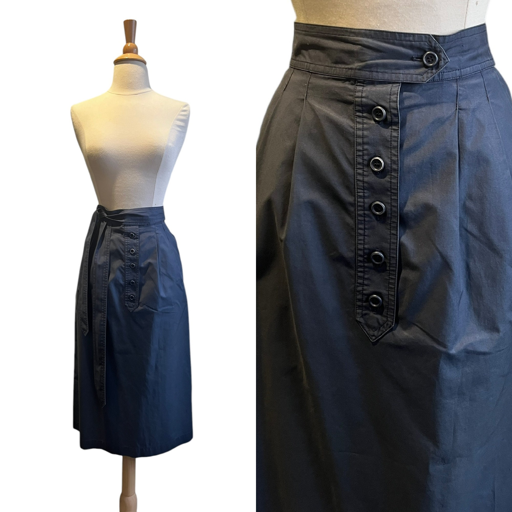 vintage 1970s skirt YSL black wool Yves Saint Laurent straight skirt XS S