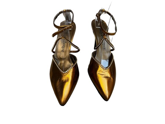 vintage Yves Saint Laurent metallic high heels | … - image 3