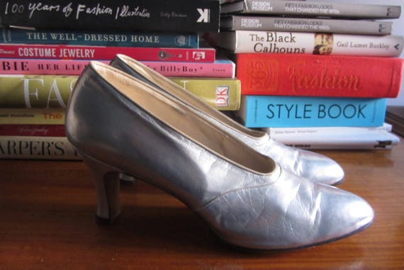 1930s silver leather high heels | 20s 30s art dec… - image 7