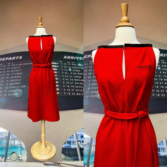 Vintage Courreges red and black dress | 60s 70s A… - image 1