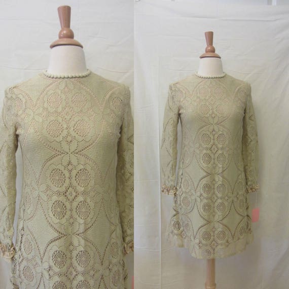 1960s lace mini dress | 60's mod boho