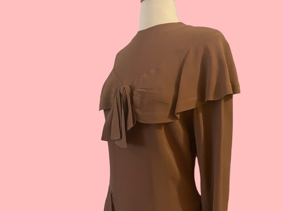 1940s cocoa brown rayon dress • 40's Junior Guild… - image 9