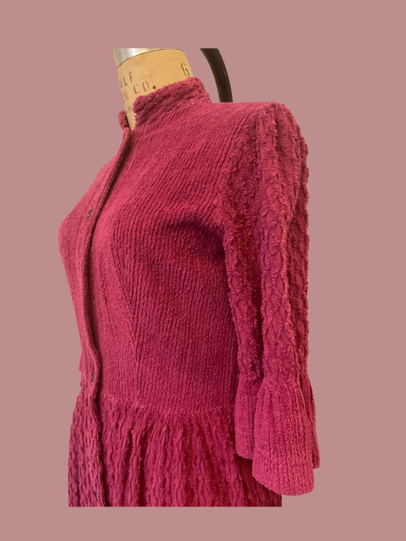 1970s raspberry pink chenille duster  | 60's 70's… - image 8