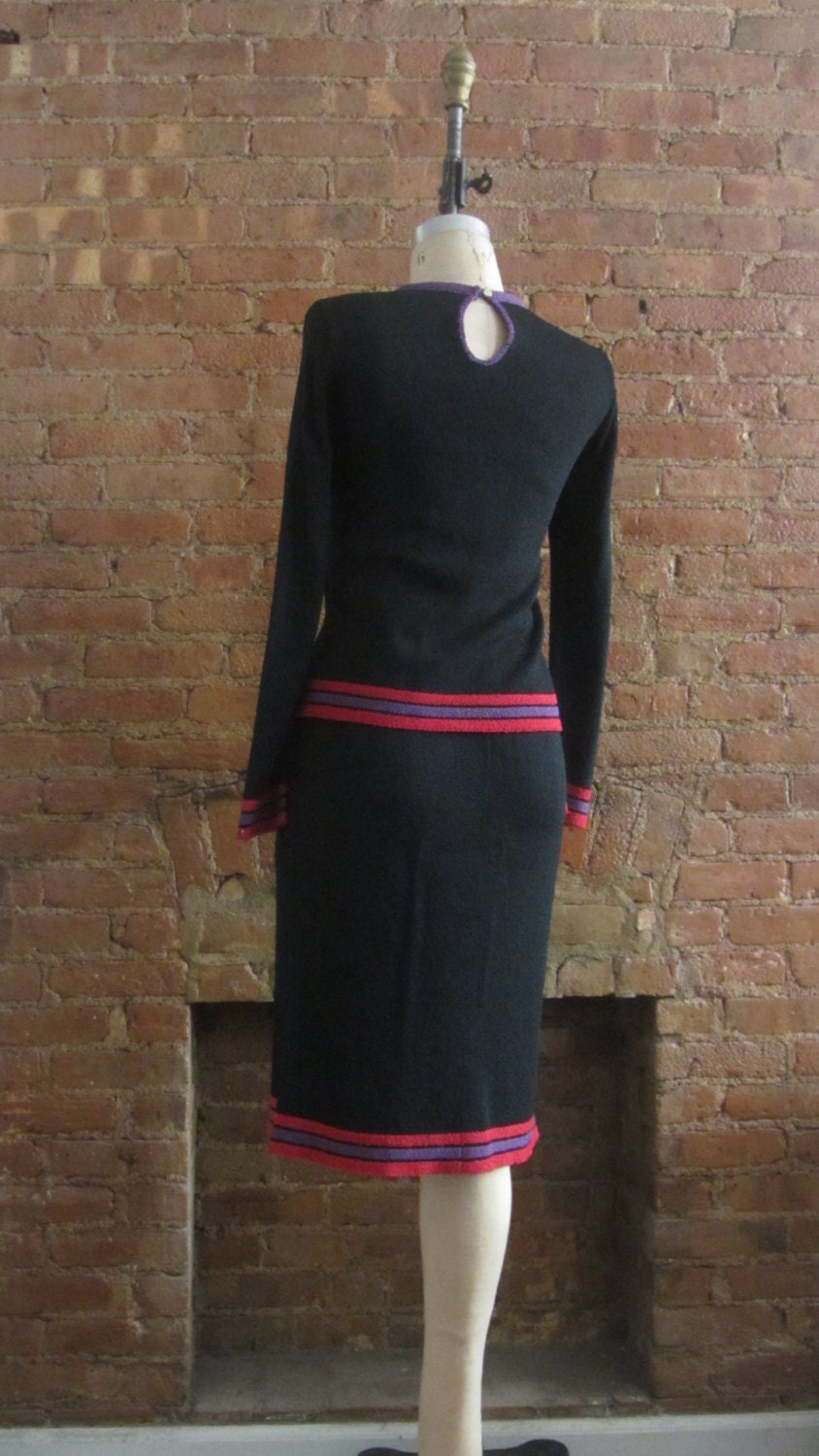 1970s Bonnie Cashin Black Knit Skirt Set 70's Does 30's Art Deco Style ...