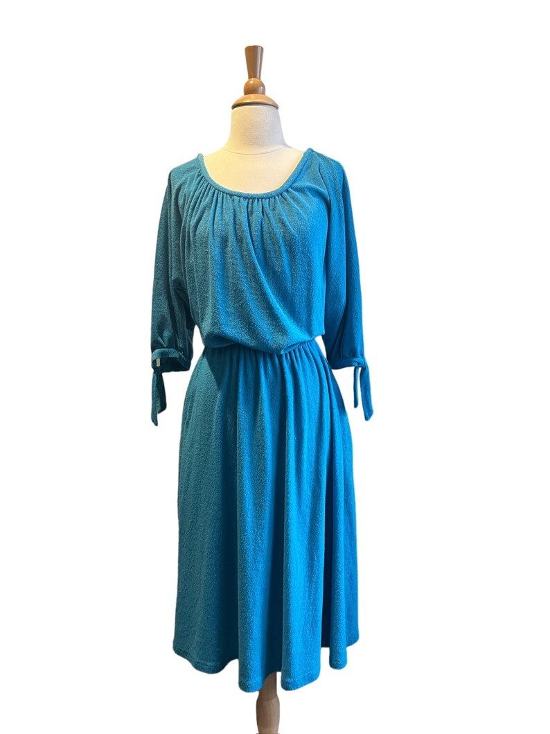 1970s aqua blue terrycloth dress image 2