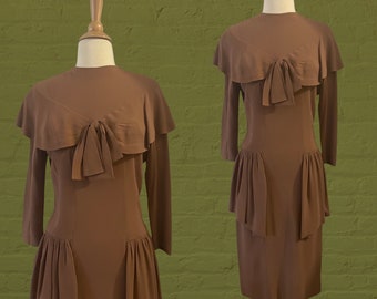 1940s cocoa brown rayon dress • 40's Junior Guild Original Dress