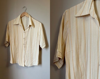 Chemise en coton à rayures métallisées années 50