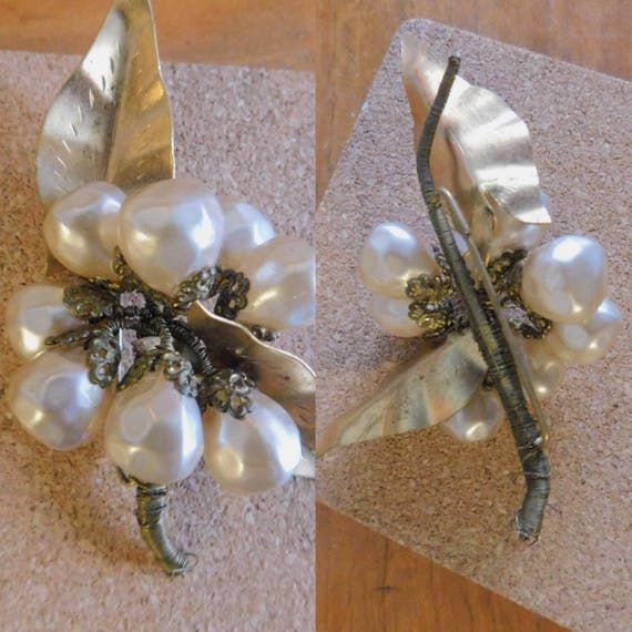 Antique baroque pearl & gold pin brooch - image 4