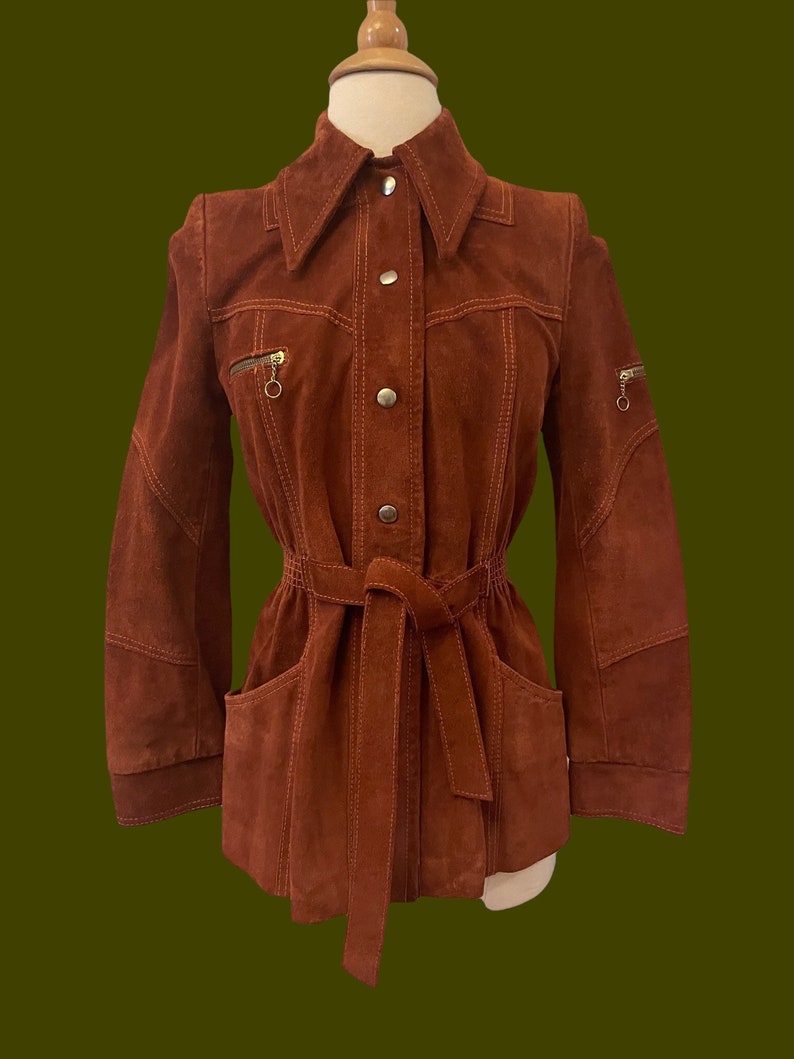 1970s rust suede jacket 60s 70s boho hippie image 2