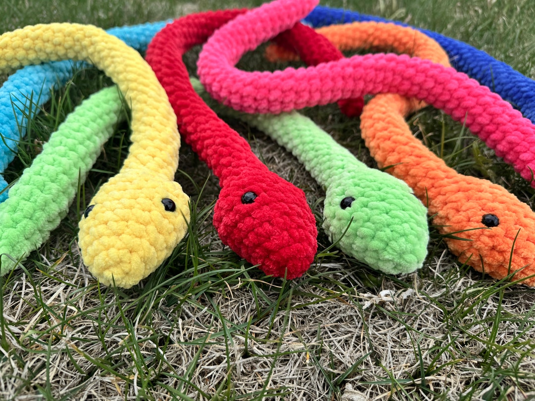Snake Stuffed Animal, Amigurumi Serpent, Crochet Colorful Snake With ...