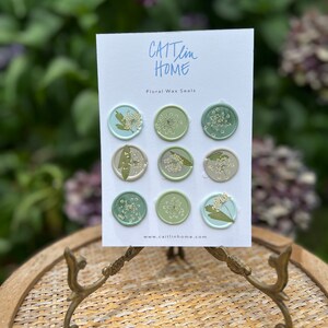 Blues & Greens Mixed Queen Anne's Lace Wax Seal set, Wedding Invitation wax seal, flower wax seals, envelope wax seals, floral wax seal