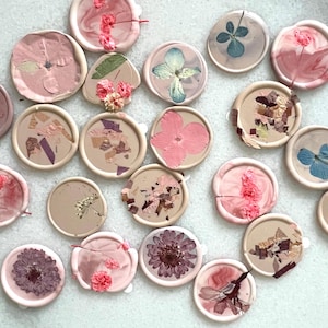Ensemble de 10 cires roses MISFIT | Sceaux de cire de fleurs, sceau d'invitation, sceaux de cire de fleurs stabilisées, sceaux de cire d'enveloppe, sceau de cire floral,