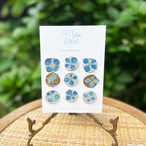 Ensemble de sceaux de cire bleu hortensia, sceau de cire de mariage, sceaux de cire fleur bleue