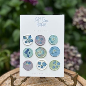 Ensemble de sceaux de cire bleu hortensia, sceau de cire de faire-part de mariage, sceaux de cire de fleurs, sceaux de cire d'enveloppe, sceau de cire floral