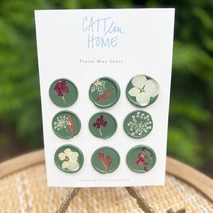 Ensemble mélangé de fleurs vertes pour les vacances, ensemble de cachets de cire mélangés, cachet de cire de vacances, cachets de cire de fleurs, cachets de cire de Noël