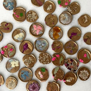 MISFIT All Gold Wax, lot de 10 | Sceaux de cire de fleurs, sceau d'invitation, sceaux de cire de fleurs stabilisées, sceaux de cire d'enveloppe, sceau de cire floral,