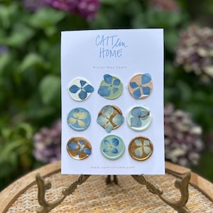 Ensemble de sceaux de cire bleu hortensia, sceau de cire de faire-part de mariage, sceaux de cire de fleurs, sceaux de cire d'enveloppe, sceau de cire floral