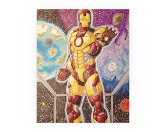 Pósteres verticales mate premium de Iron Man en el espacio de 9 x 11