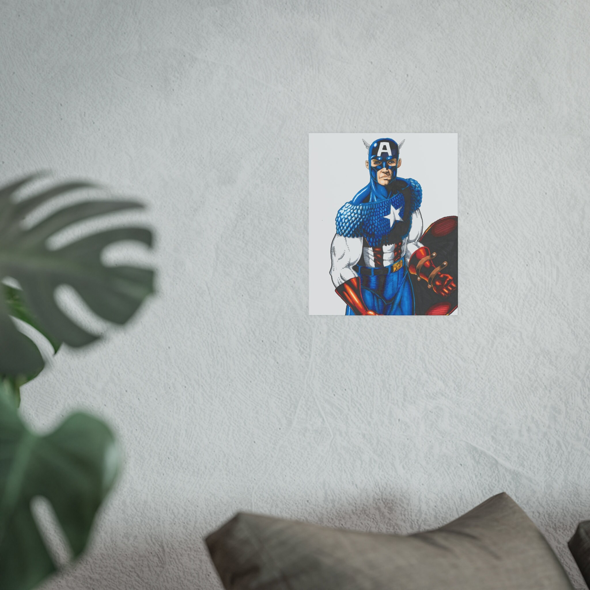 9 x 11 キャプテン・アメリカのオリジナルイラストプリント プレミアム