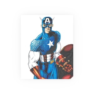 9 x 11 Captain America original illustration print Premium Matte vertical posters