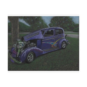 9 x 11 Purple Coupé Original Buntstift Illustration 11x14 Poster