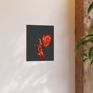 16 x 20 Flaming Hand Original Art Print Premium Matte vertical posters