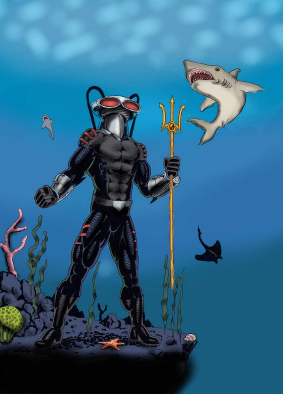 Impresión del villano Aquaman de Manta Negra de DC Comics.