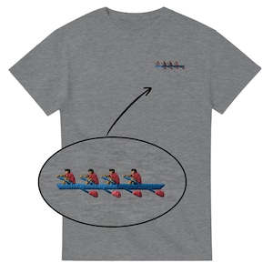 Rowing Embroidered T-shirt • Rowing Team Gift • Minimalist Rower Shirt • Cotton Unisex Crewneck