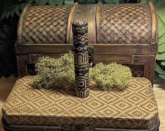 Black and Gold Long Beaded Needle Case Pattern