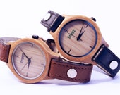 Leather and wood watch