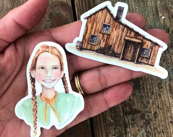 Watercolor Sticker Laura Ingalls Little House on the Prairie - 3" Sticker from original watercolor painting inspired by Laura Ingalls' home