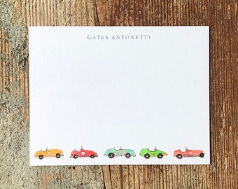 Race Car notecards for children - Racecars Little Boy Notecards Stationery - Watercolor Cars