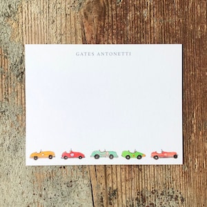 Race Car notecards for children - Racecars Little Boy Notecards Stationery - Watercolor Cars
