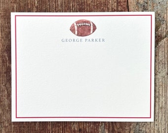 Watercolor Football Notecards: Personalized Stationery Set