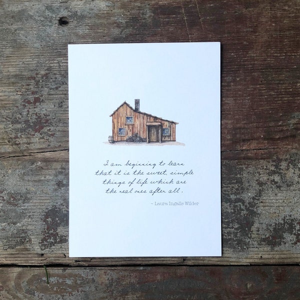 Laura Ingalls Wilder 5x7 or 8x10 Little House on the Prairie Quote - "I am beginning to learn that it is the sweet simple things of life"