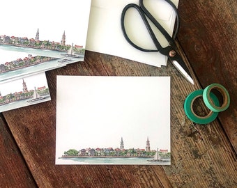 Watercolor Charleston Harbor Notecard Set: Rainbow Row, Bay Street
