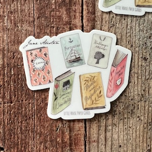 Jane Austen Books Sticker: Watercolor Sketch Style