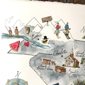 Fabriqué sur commande Carte de mariage de Caroline du Nord Carte aquarelle ou Carte d’événement Aquarelle Événement ou Carte de mariage