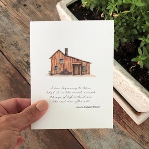Laura Ingalls Wilder Card Little House on the Prairie Quote "I am beginning to learn that it is the sweet simple things of life" Folded Card