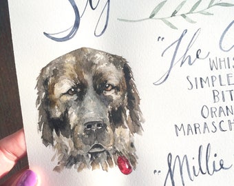 Custom Watercolor Signature Drinks Menu: Wedding, Event Illustration