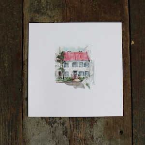 Charleston SC Watercolor Print: Zero George Hotel Sketch (8x8 or 8x10)