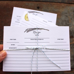 Watercolor Recipe Cards: Rosemary & Lemon, Set of 10