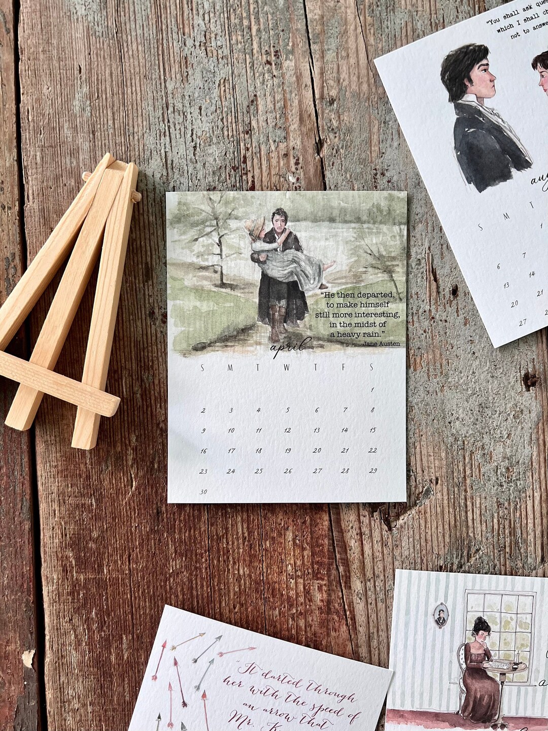 jane-austen-calendar-2023-watercolor-sketchbook-desk-etsy