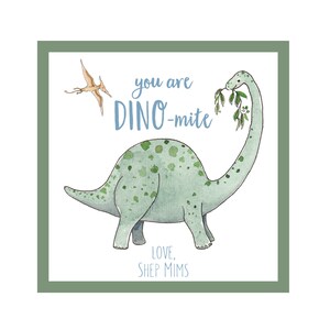 Brontosaurus Valentine Cards or Stickers: &#39;You are DINO-mite&#39; Set