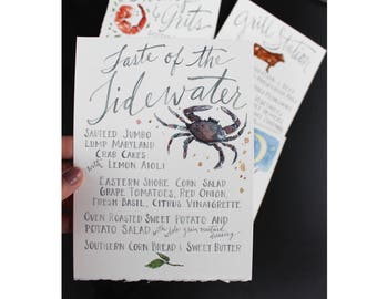 Made to Order - Custom Buffet Menu Watercolor Illustration - Watercolor Calligraphy - Wedding Menu - Handwritten Event Menu