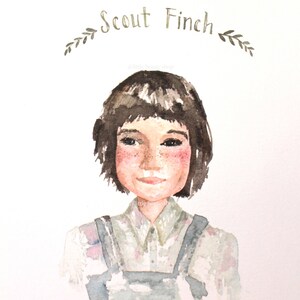 Scout Finch To Kill A Mockingbird Watercolor Literary Girls Books Literature Nursery Little Girl Decor Girl's Room Decor 5x7 Print image 5